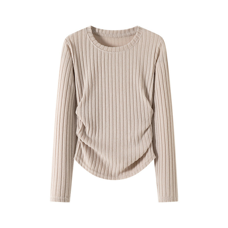 Round neck slim fit long sleeved top T-shirt