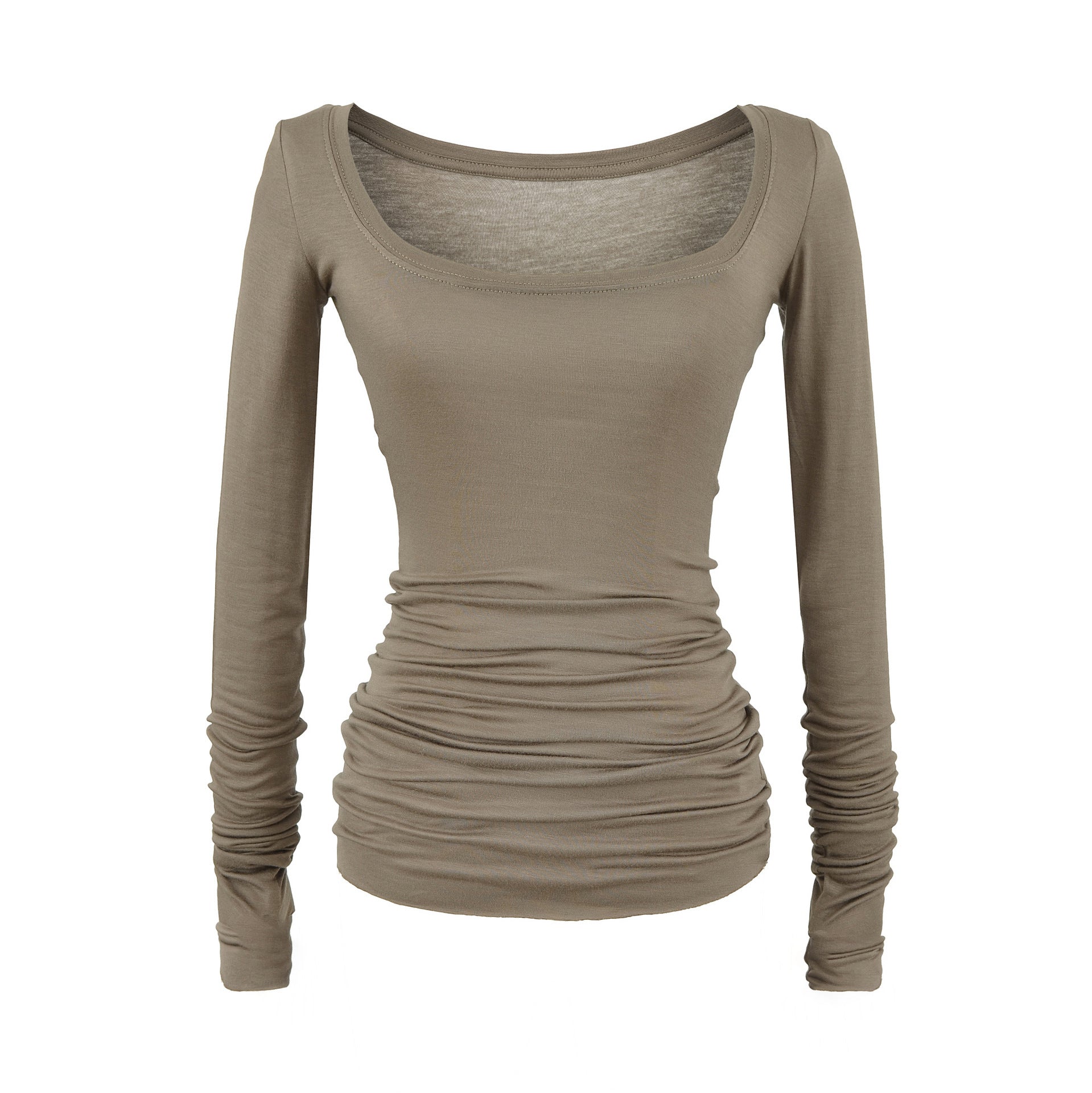 Sexy big neckline long sleeved slim fit base shirt for women's T-shirt