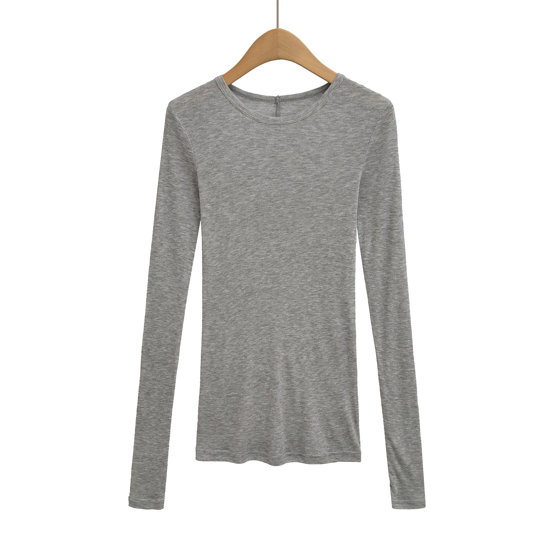 Round neck long sleeved cool thin Tencel casual base T-shirt