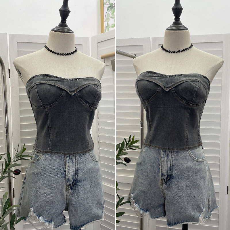 Cowboy strapless sleeveless top