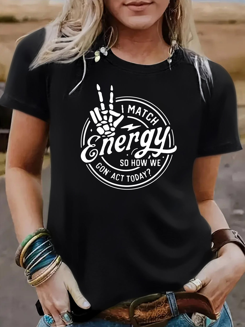 Hollow out hand printed short sleeved shirt