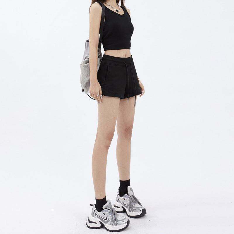 Women's Shorts High-Waist Drawstring Casual Shorts for Summer Loose and Versatile Sports Hot Pants
