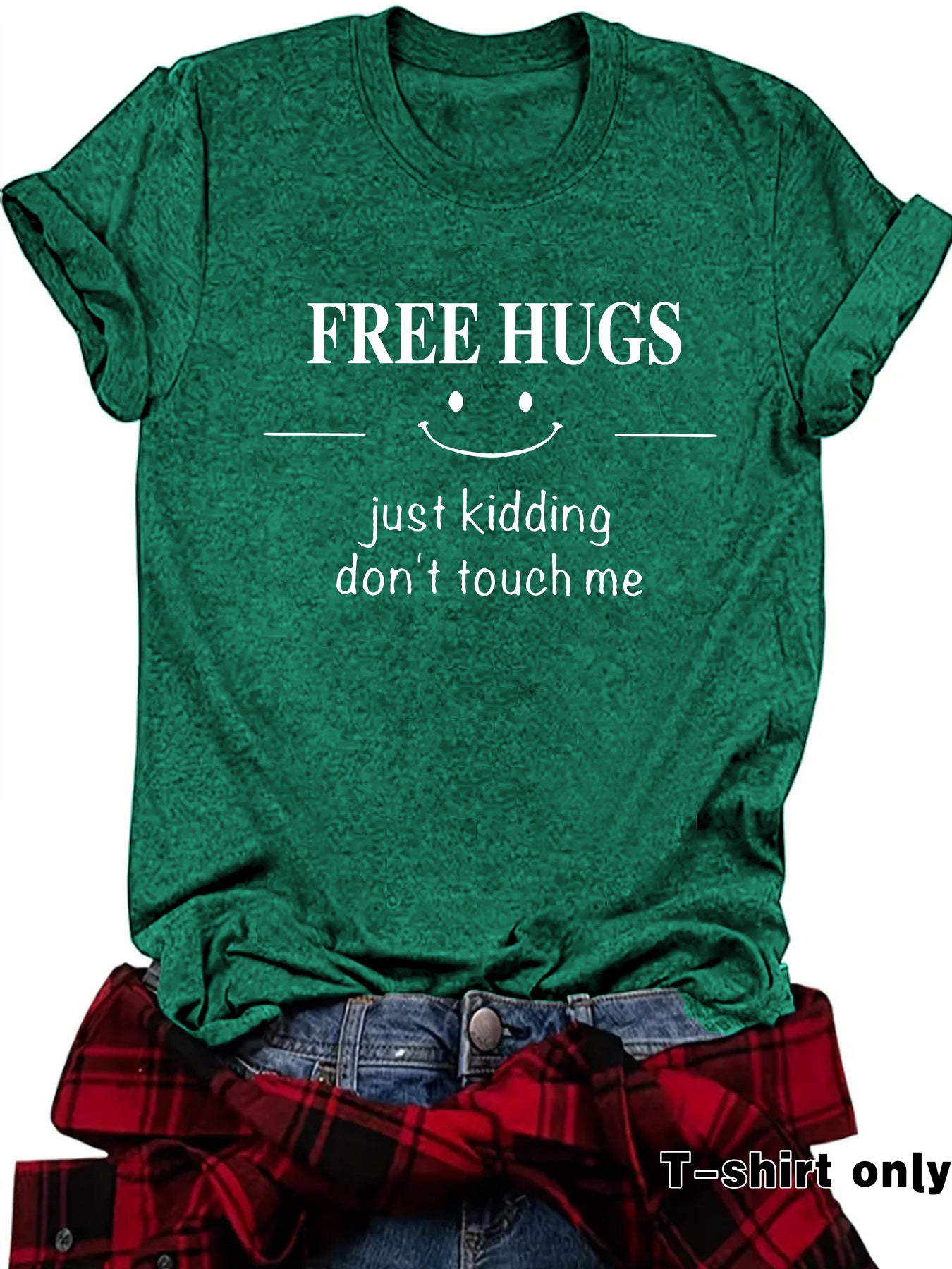 Short sleeved FREE HUGS smiley face pattern