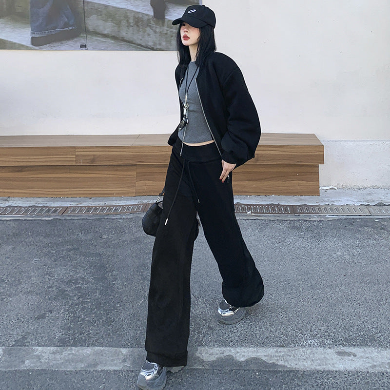 Women's Fleece Casual Pants Warm Sweatpants Loose and Slimming Drape Ankle-Length Trousers