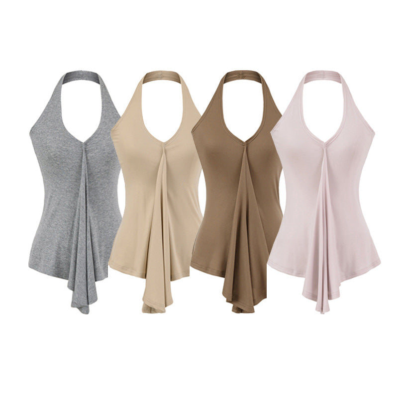 Sexy slim fit base Tencel neck hanging vest