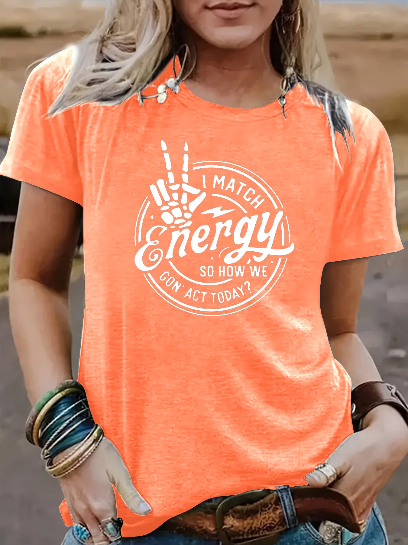 Hollow out hand printed short sleeved shirt