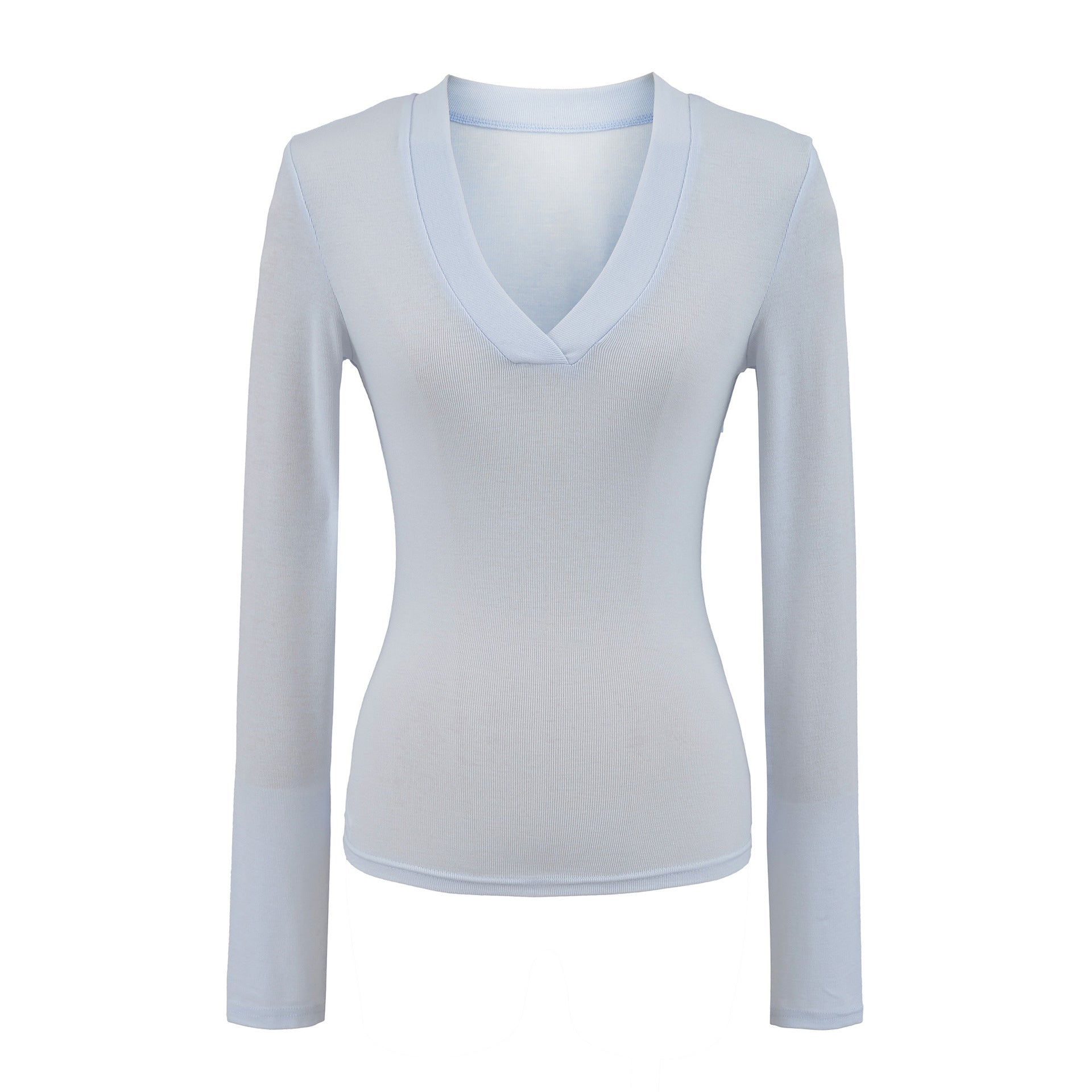 V-neck slim fit long sleeved T-shirt for women