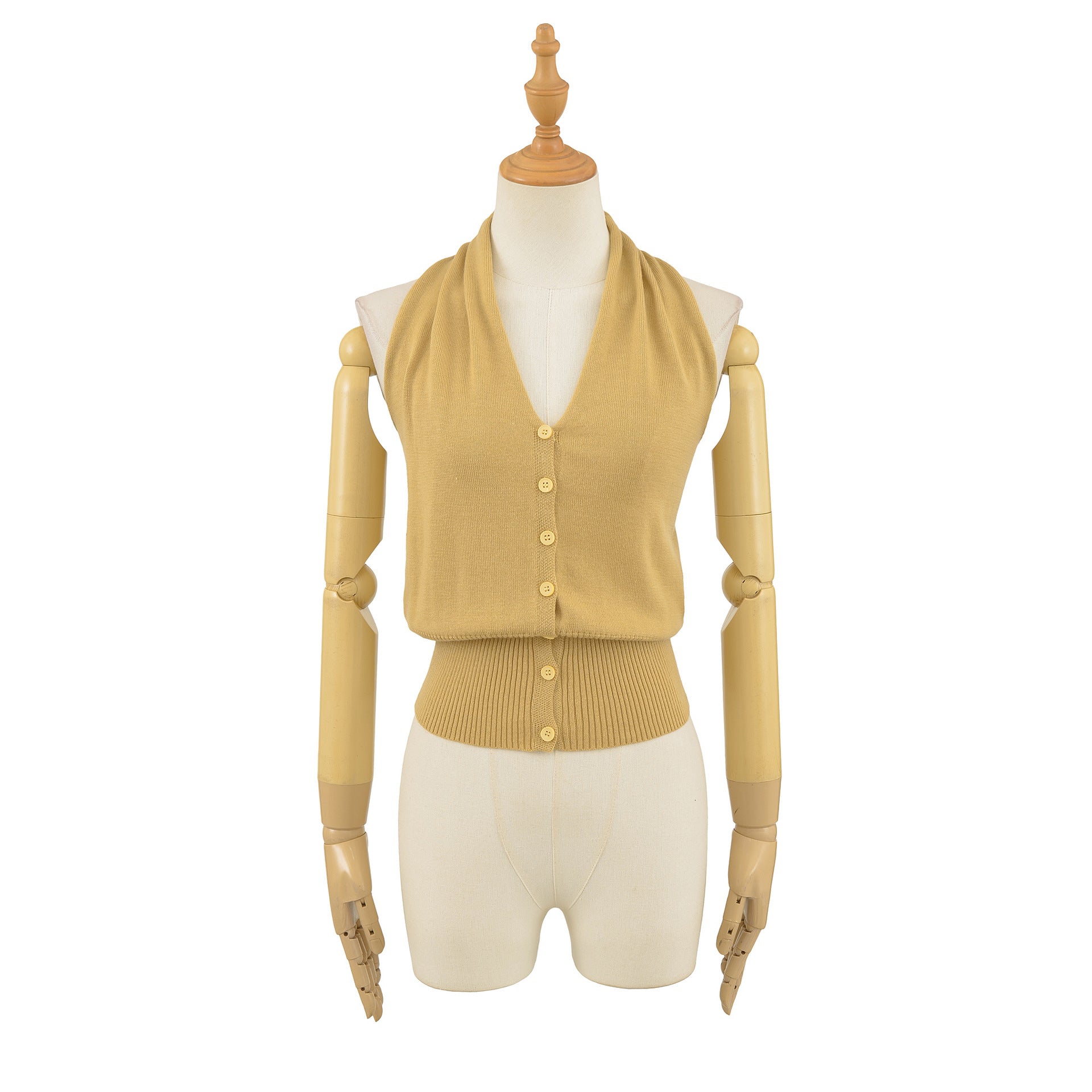 Sleeveless button up neck top