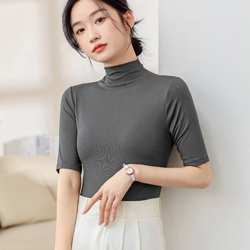 Slim fit T-shirt solid color top