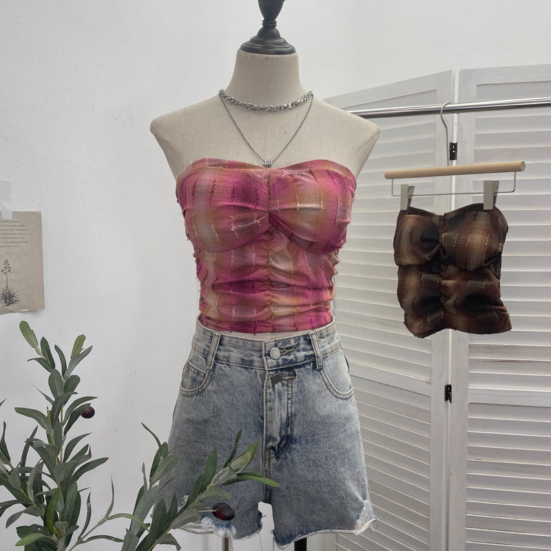 Elastic strapless short top