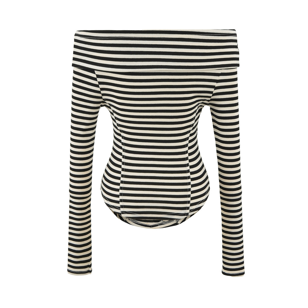 Striped slim fit long sleeved T-shirt for women