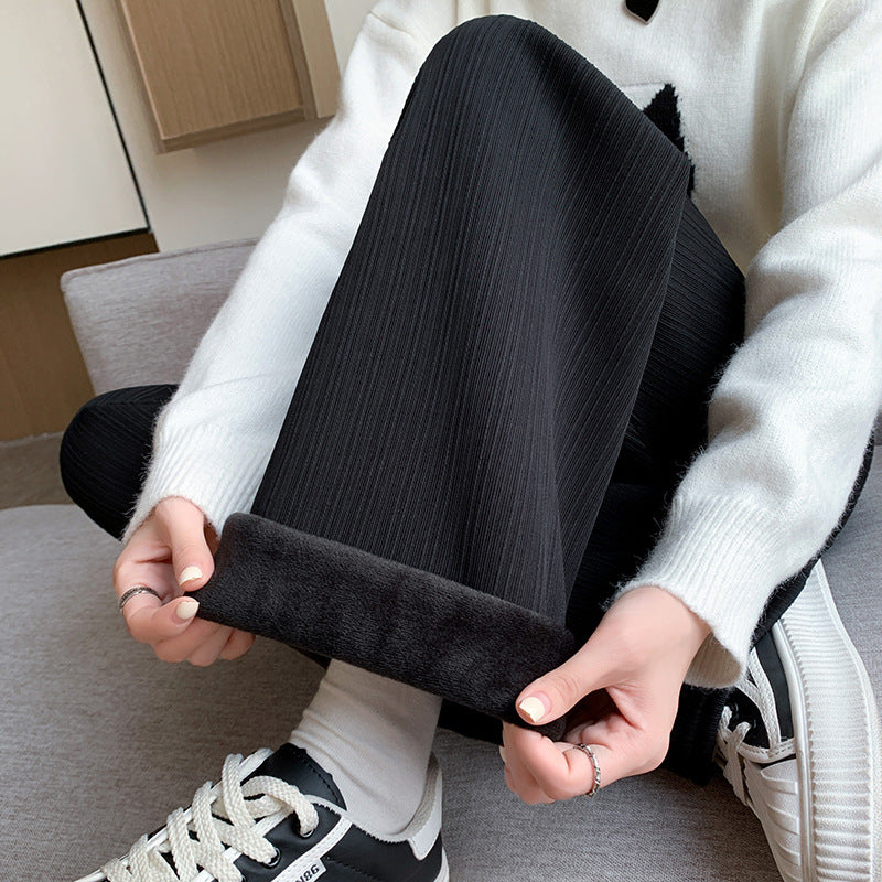 Velvet wide leg pants for women