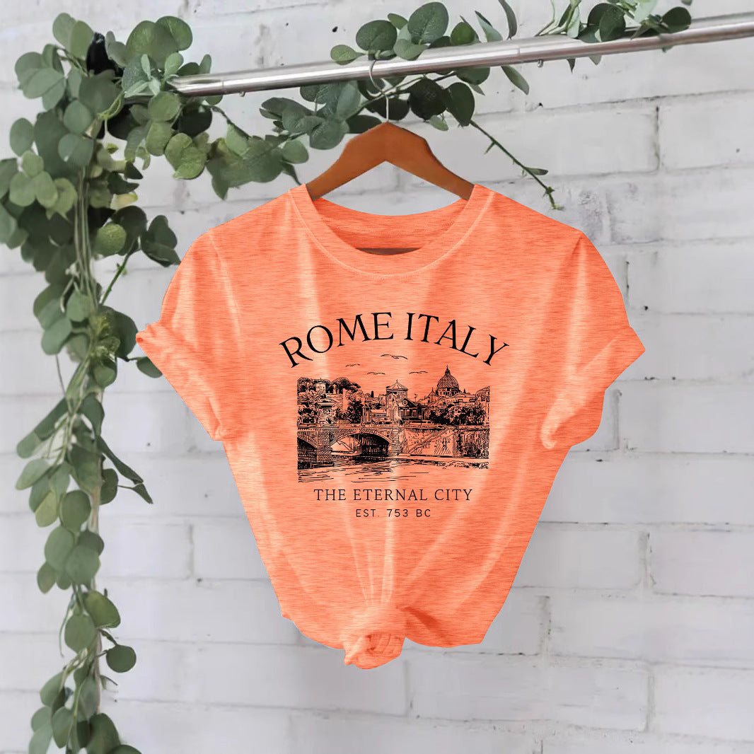 Round neck short sleeved t-shirt ROME city print