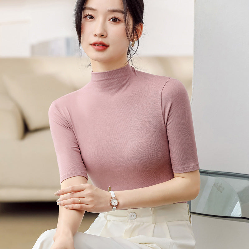 Slim fit T-shirt solid color top