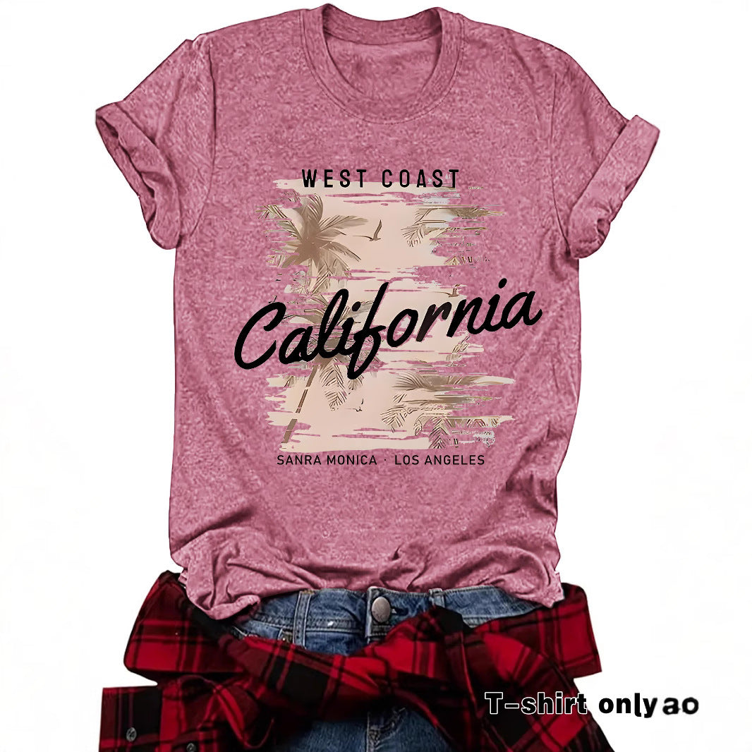 Round neck short sleeved T-shirt from California