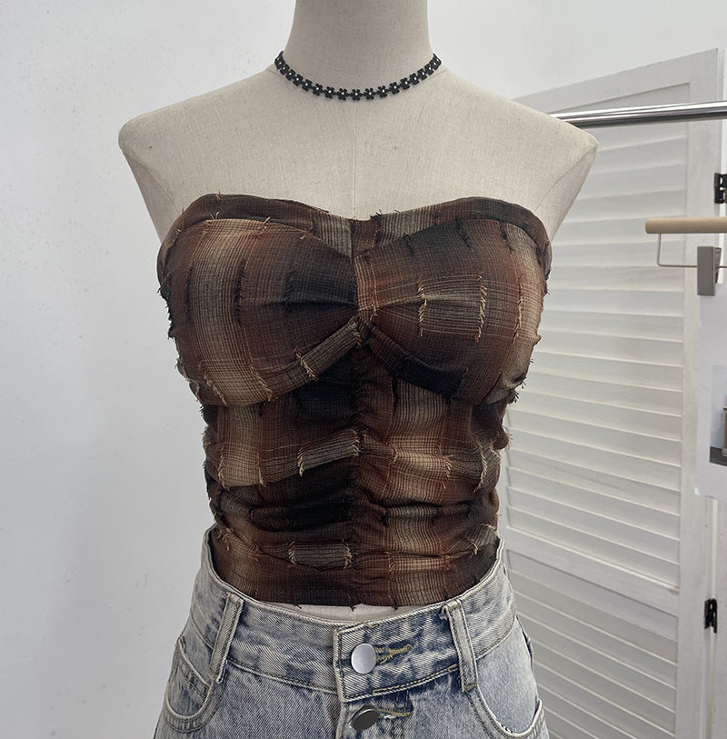 Elastic strapless short top