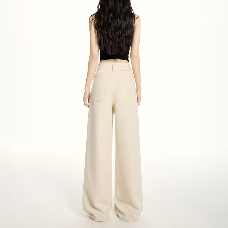 Wide-Leg Jeans Summer Lightweight Wrinkle-Resistant Drapey Four-Way Stretch Loose Pleated Straight Pants