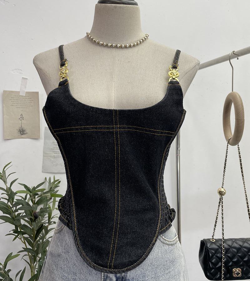 Open back zipper irregular top