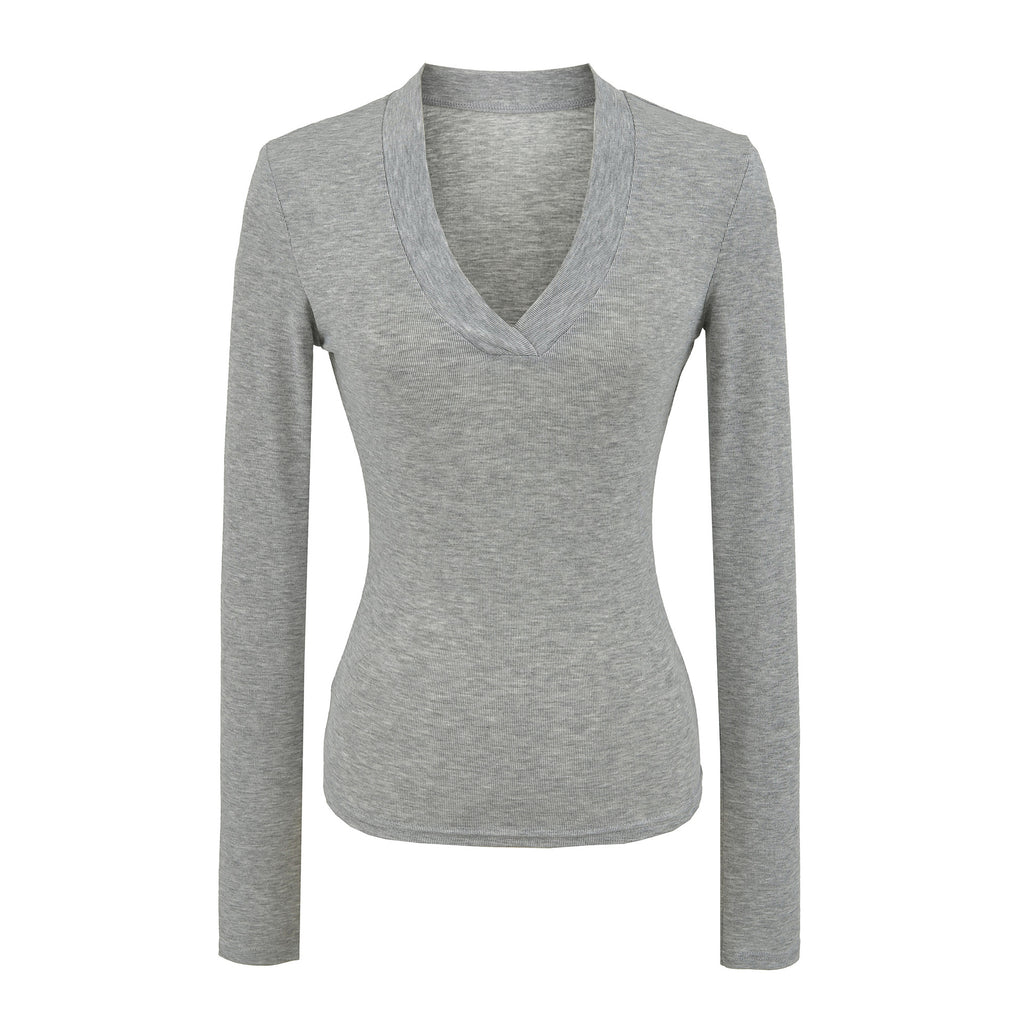 V-neck slim fit long sleeved T-shirt for women