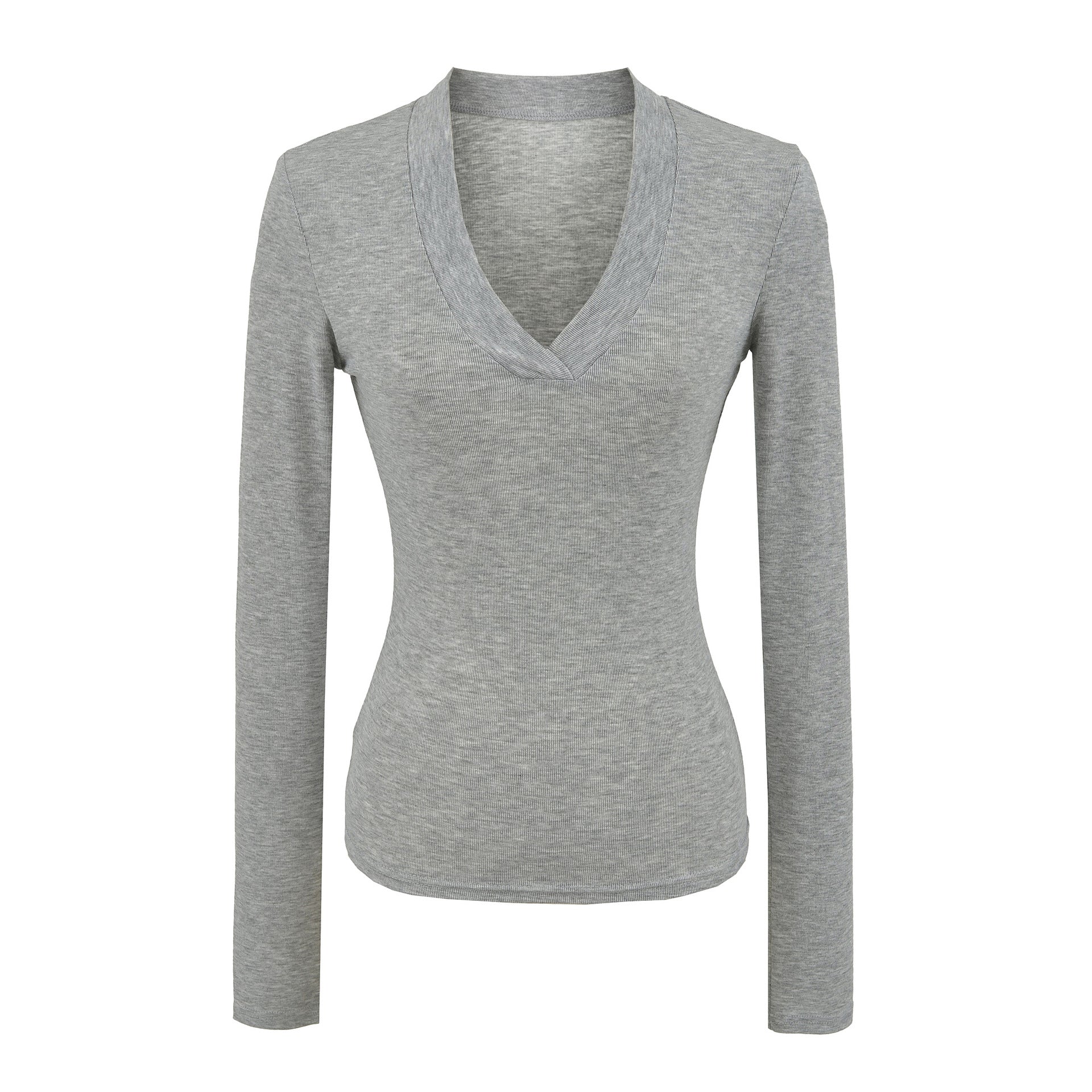 V-neck slim fit long sleeved T-shirt for women