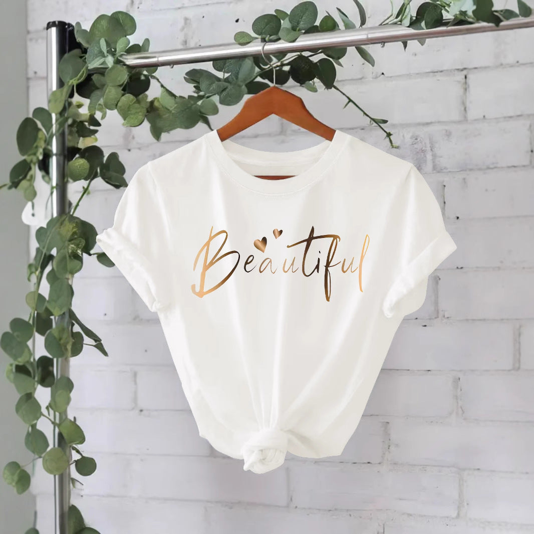 Women's short-sleeved T-shirt Beautilu