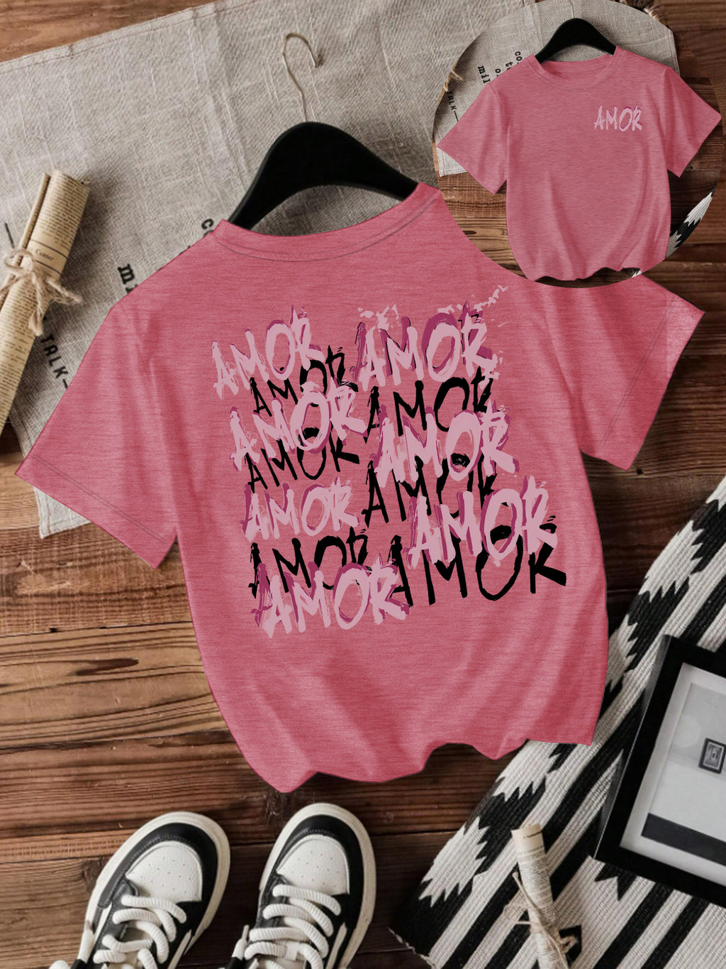 Cool letter printed short sleeved shirt