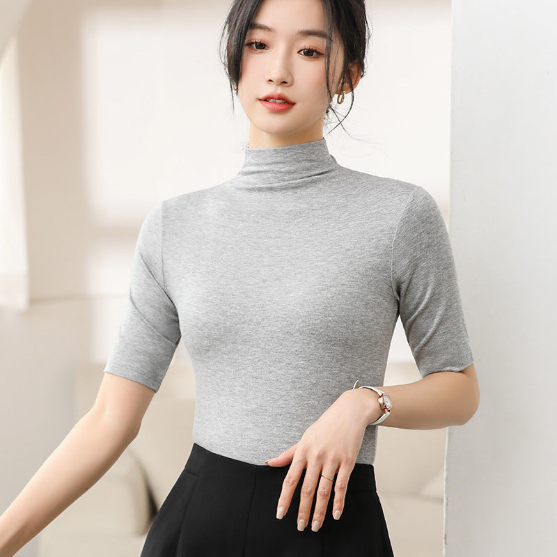 Slim fit T-shirt solid color top