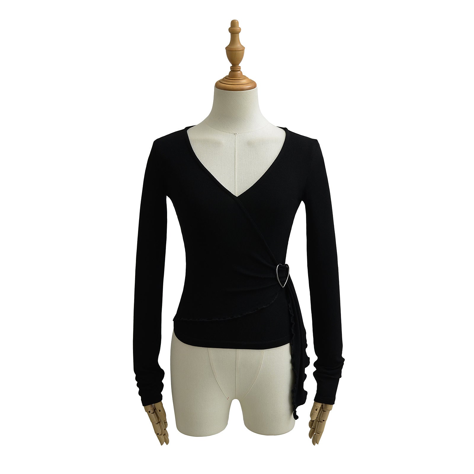 V-neck waist cinched top