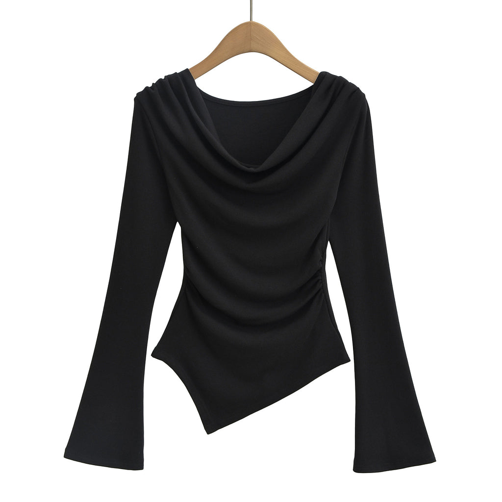 Swing collar irregular one shoulder top