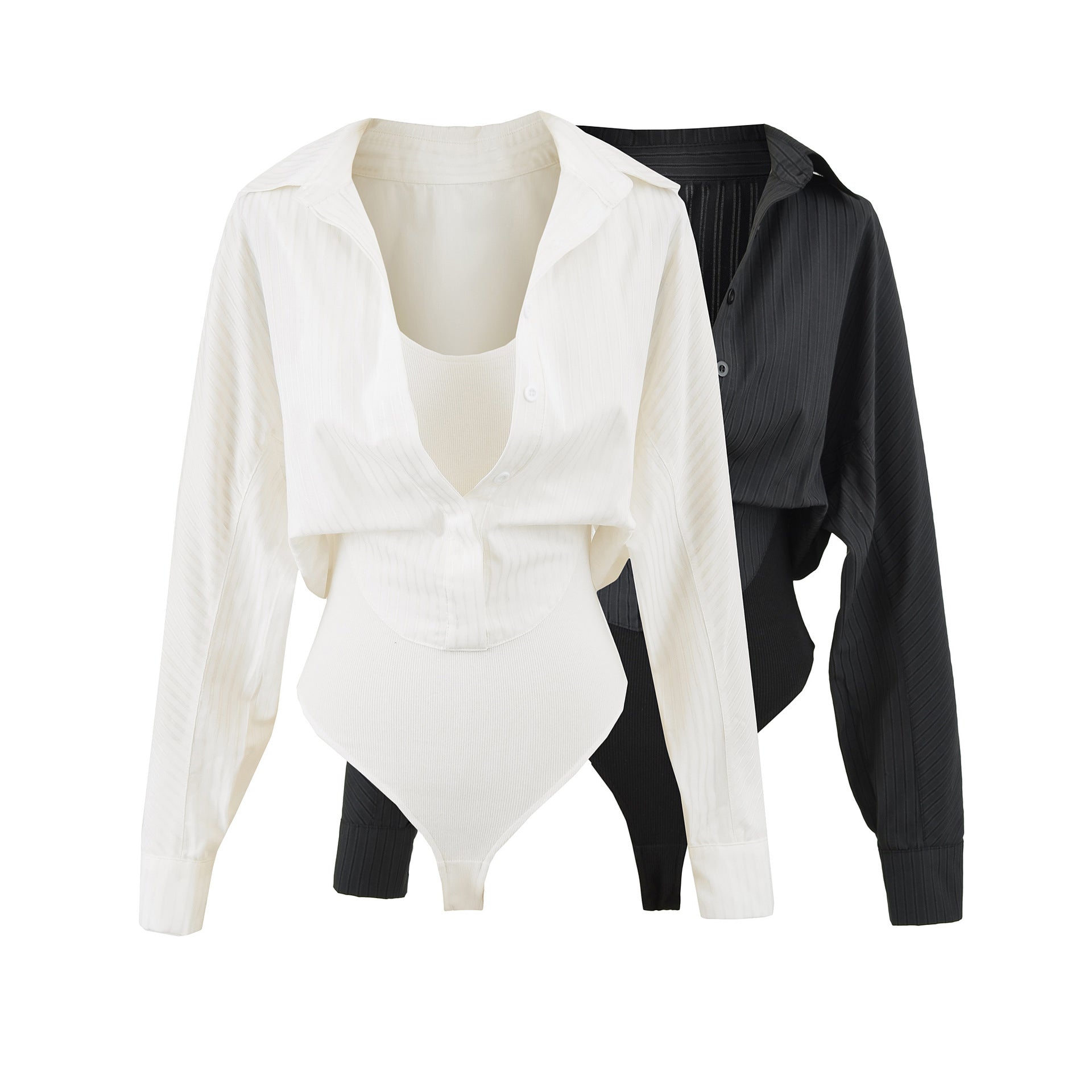 Slim fit waist cinched POLO collar top