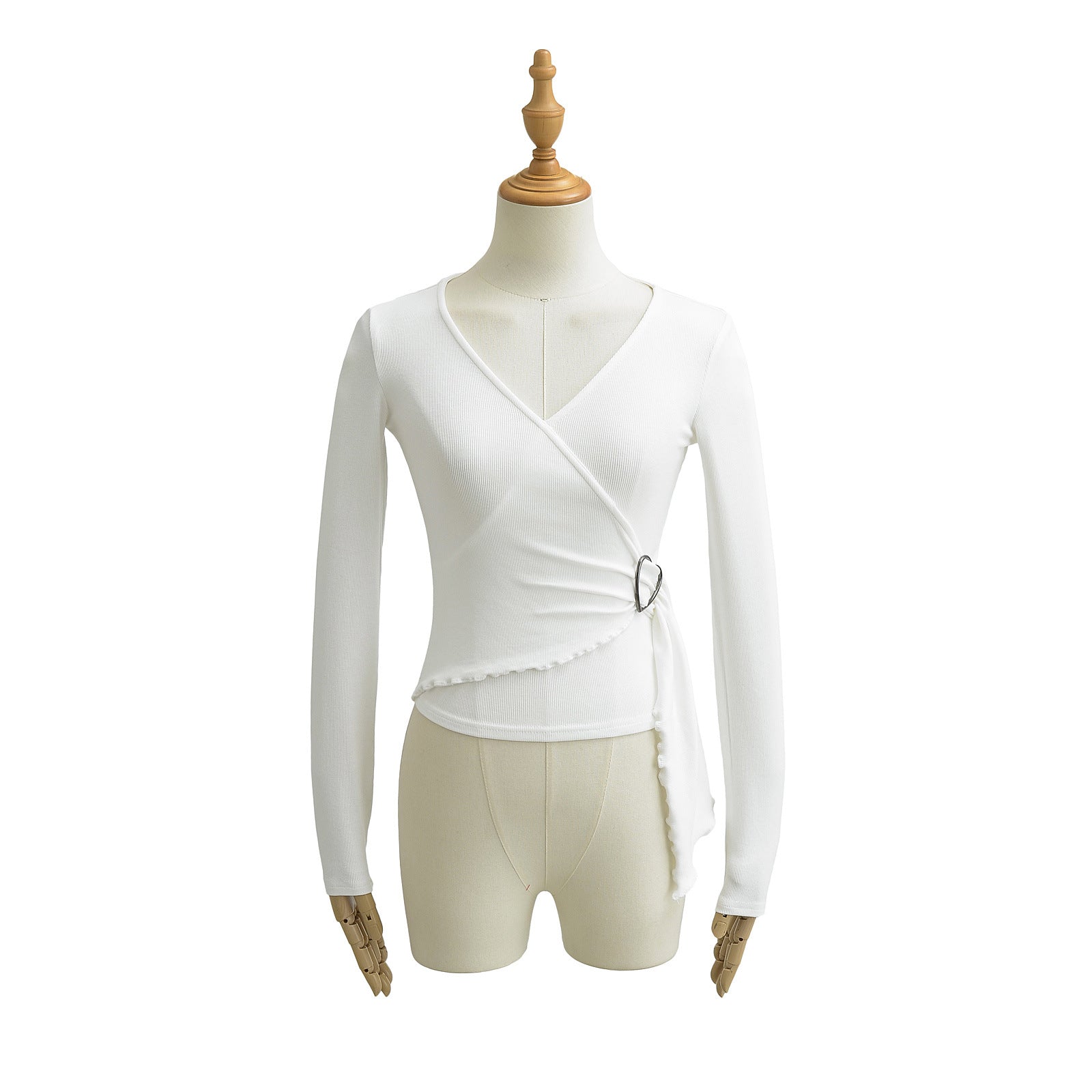 V-neck waist cinched top