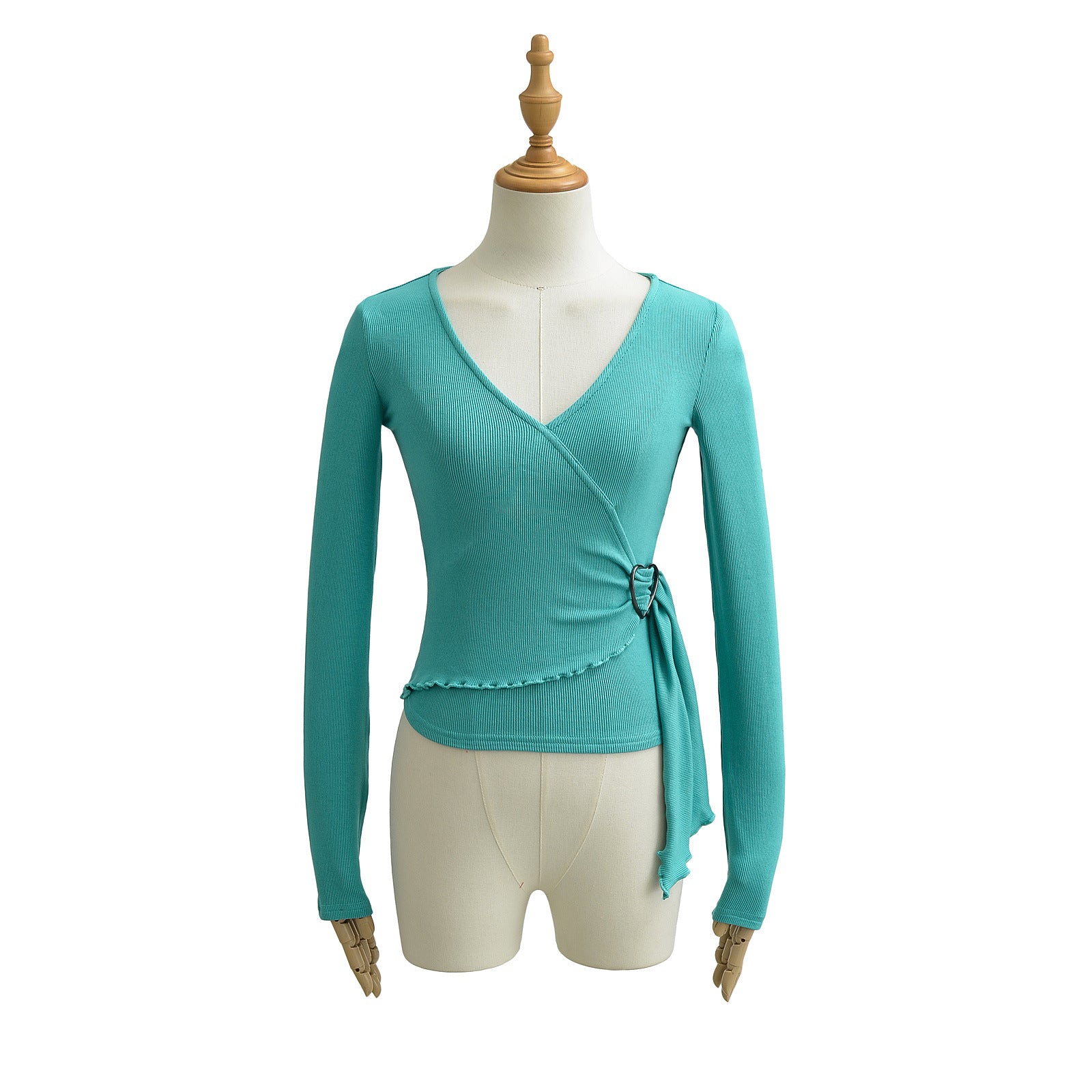 V-neck waist cinched top