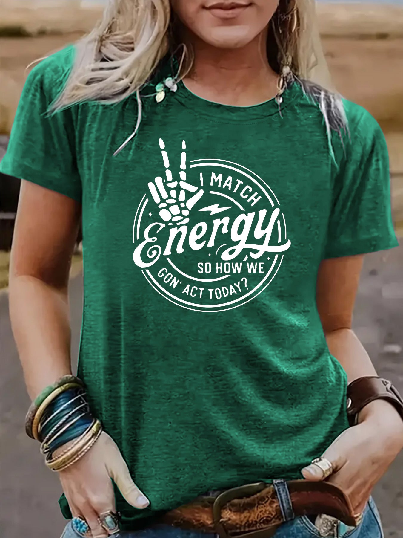 Hollow out hand printed short sleeved shirt