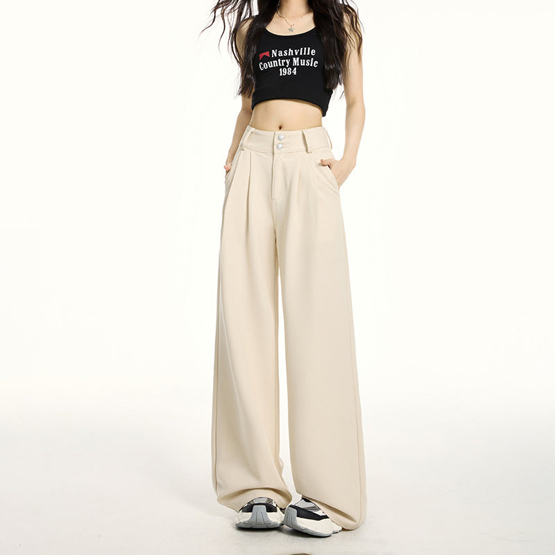 Wide-Leg Jeans Summer Lightweight Wrinkle-Resistant Drapey Four-Way Stretch Loose Pleated Straight Pants