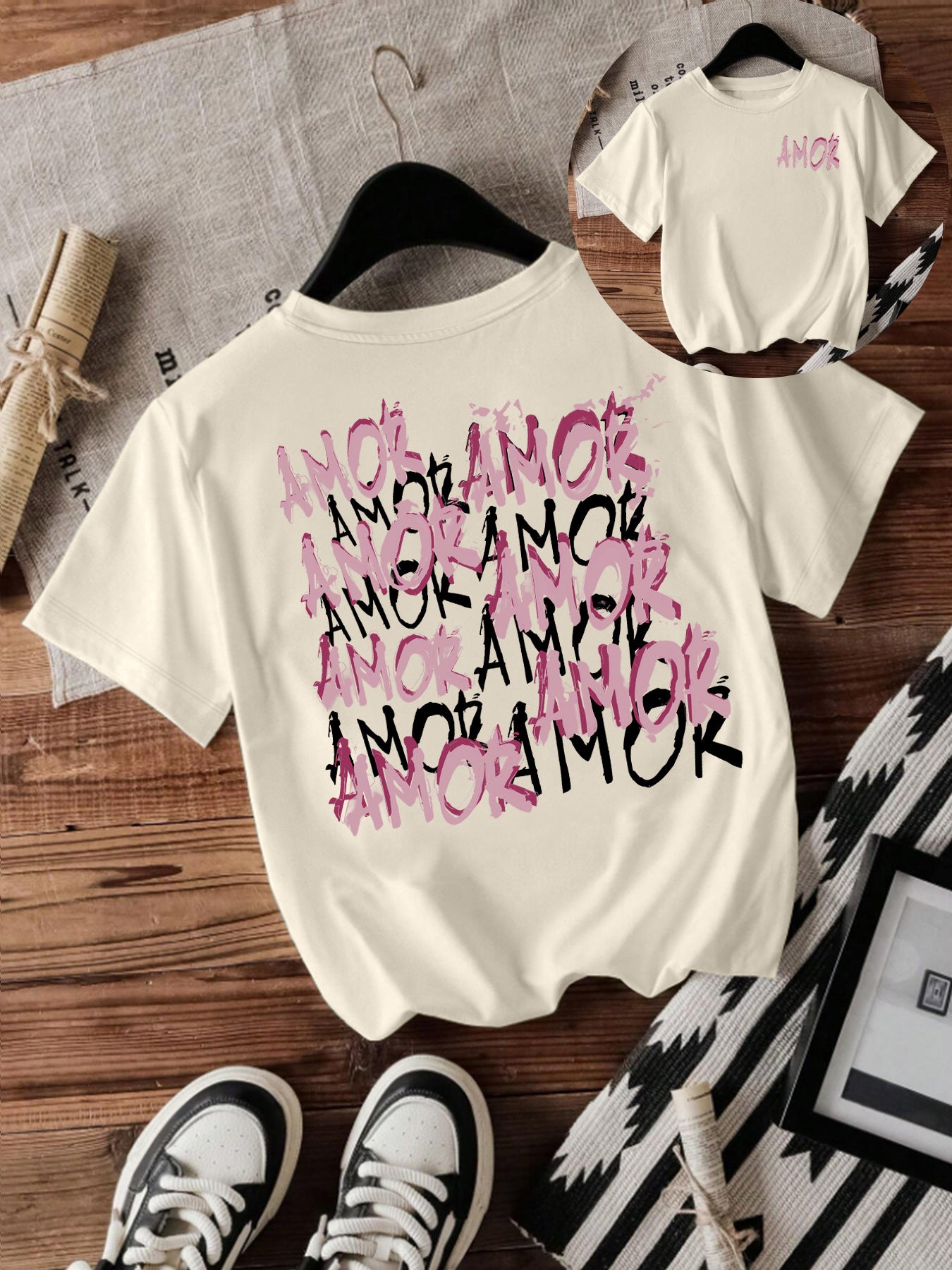 Cool letter printed short sleeved shirt