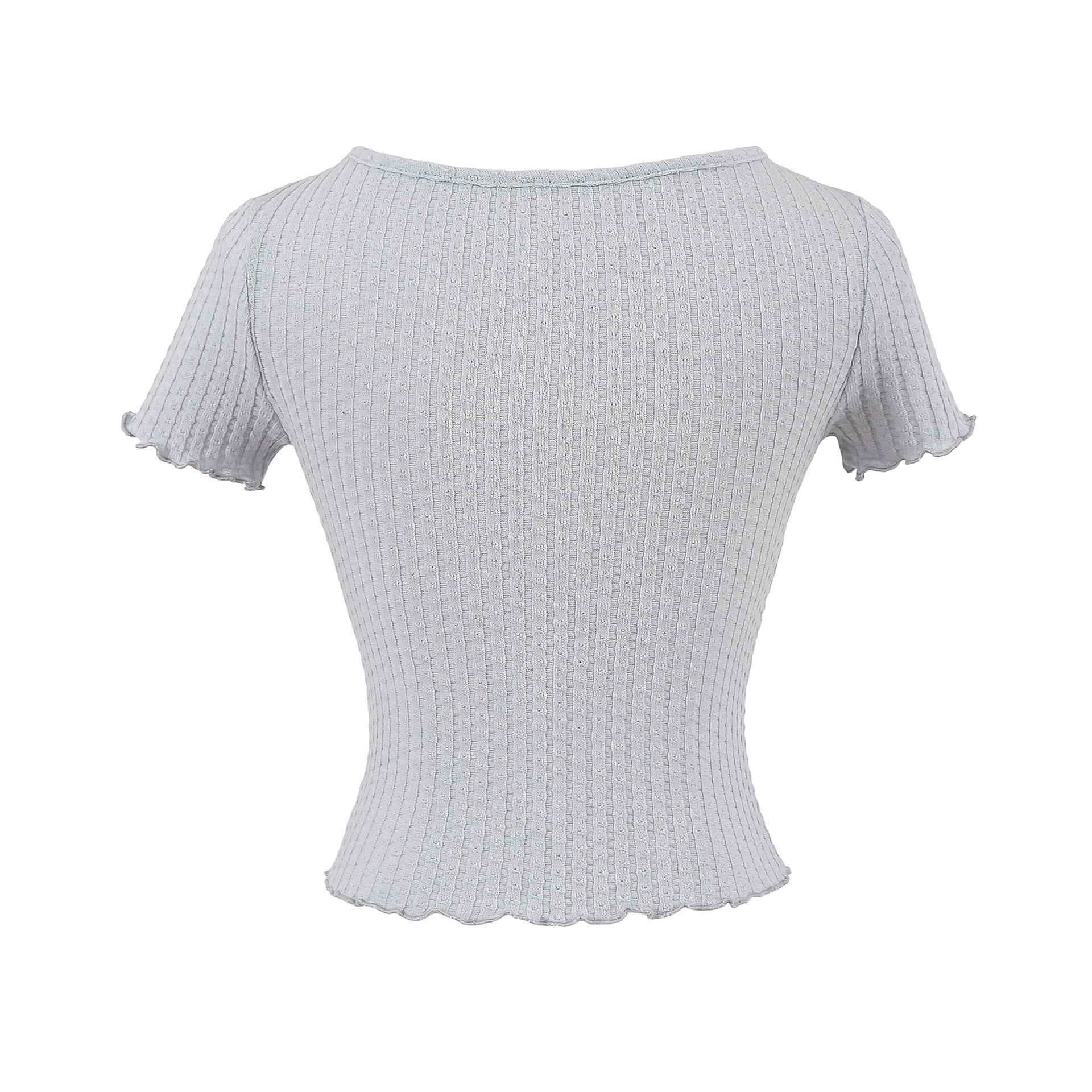 Black fungus edge short sleeved T-shirt for women