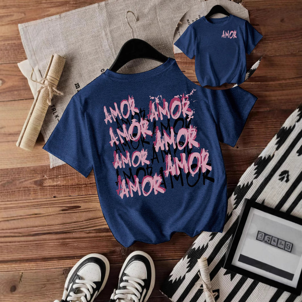 Cool letter printed short sleeved shirt