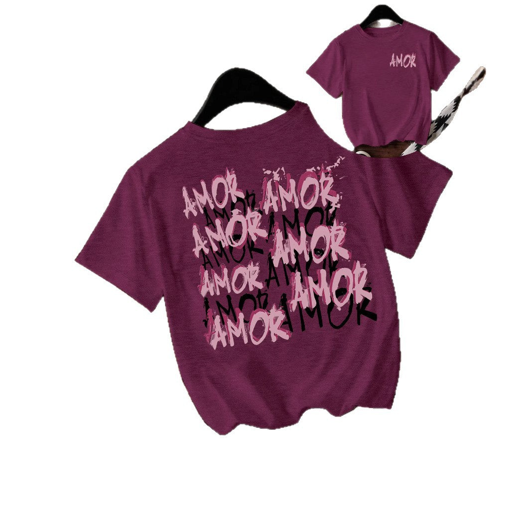 Cool letter printed short sleeved shirt