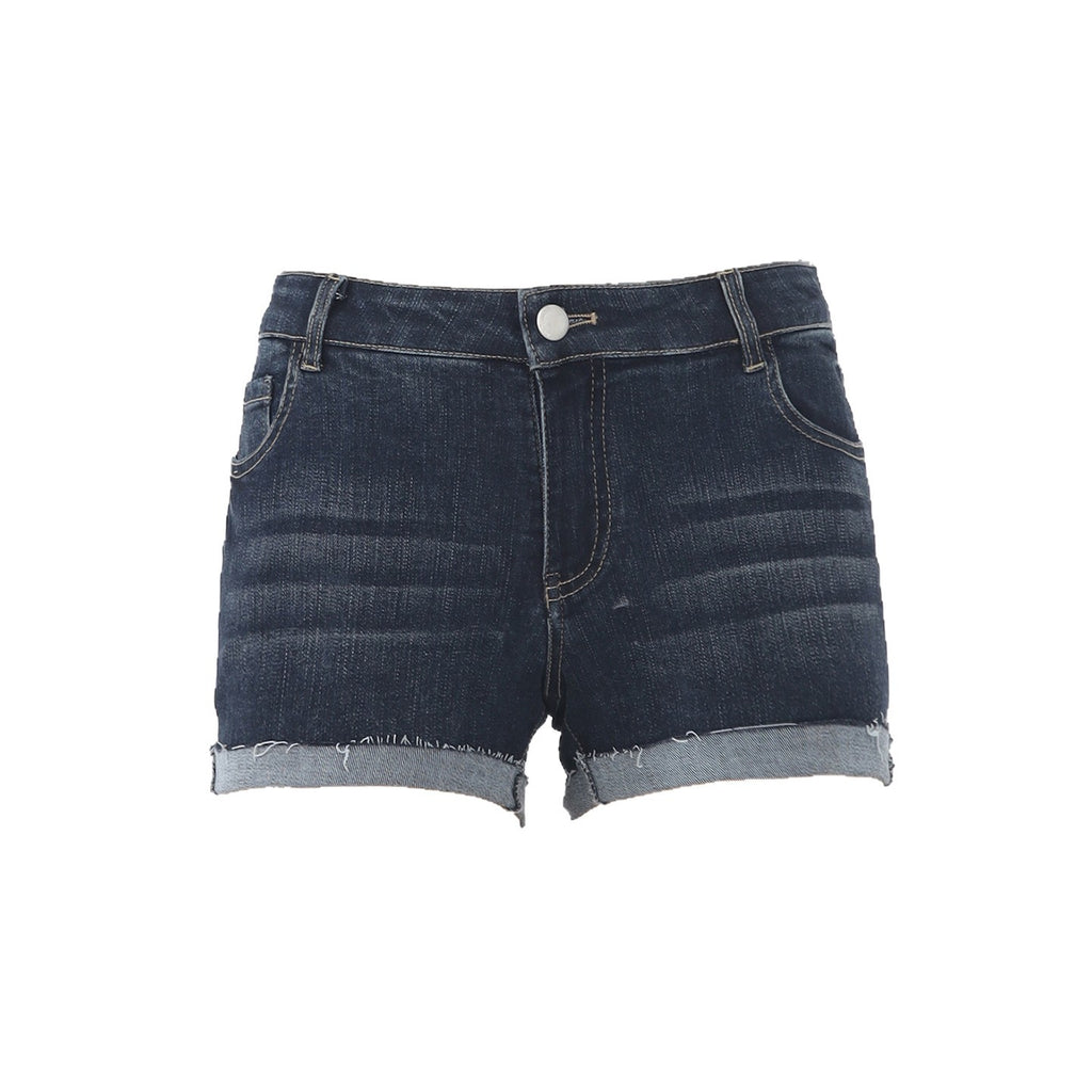 Women's  Low Waist Cuffed Elastic Denim Shorts Summer Slimming Versatile A-Line Hot Pants