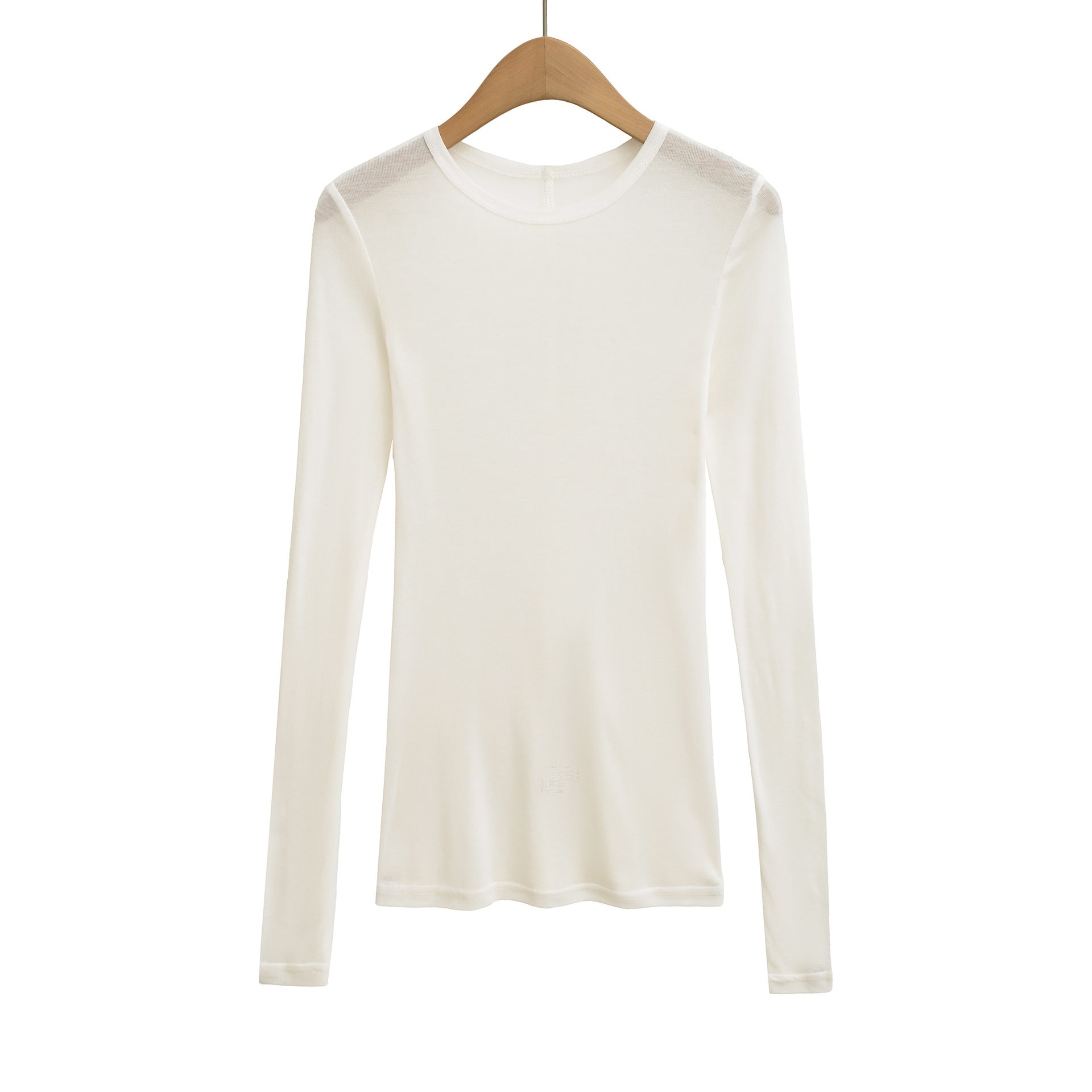 Round neck long sleeved cool thin Tencel casual base T-shirt