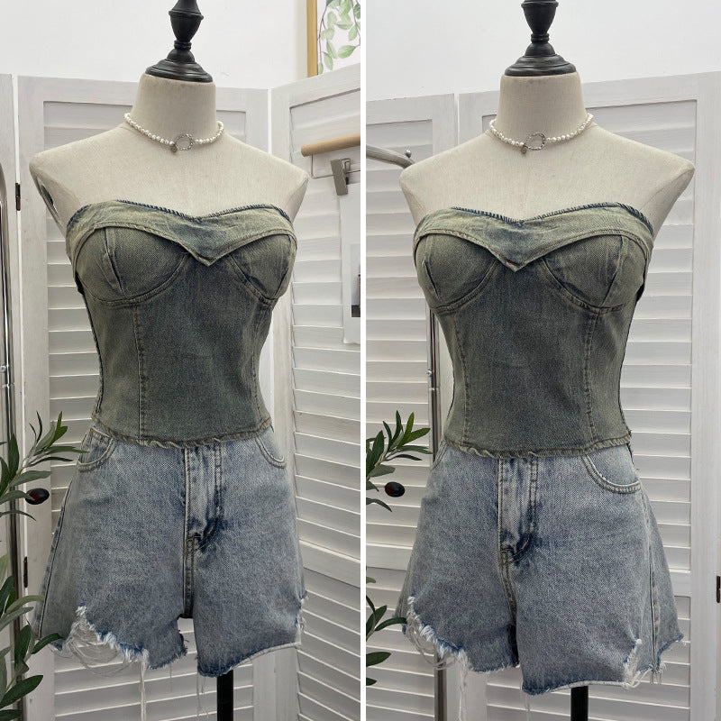 Cowboy strapless sleeveless top