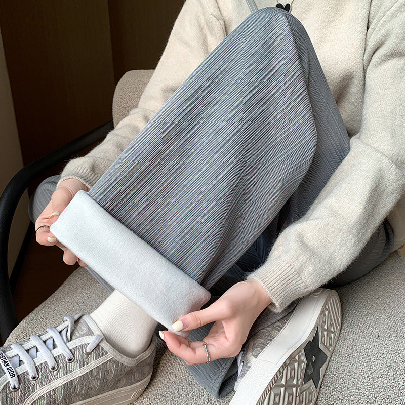 Velvet wide leg pants for women