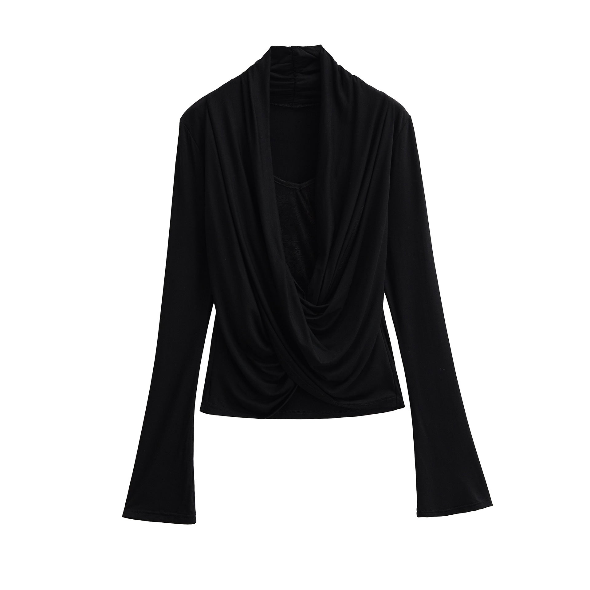 Lace patchwork with slightly flared sleeves as a base shirt