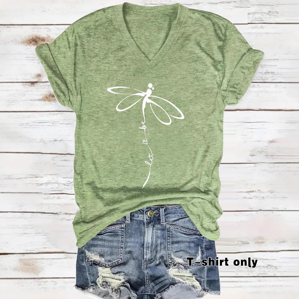 Short sleeved dragonfly print