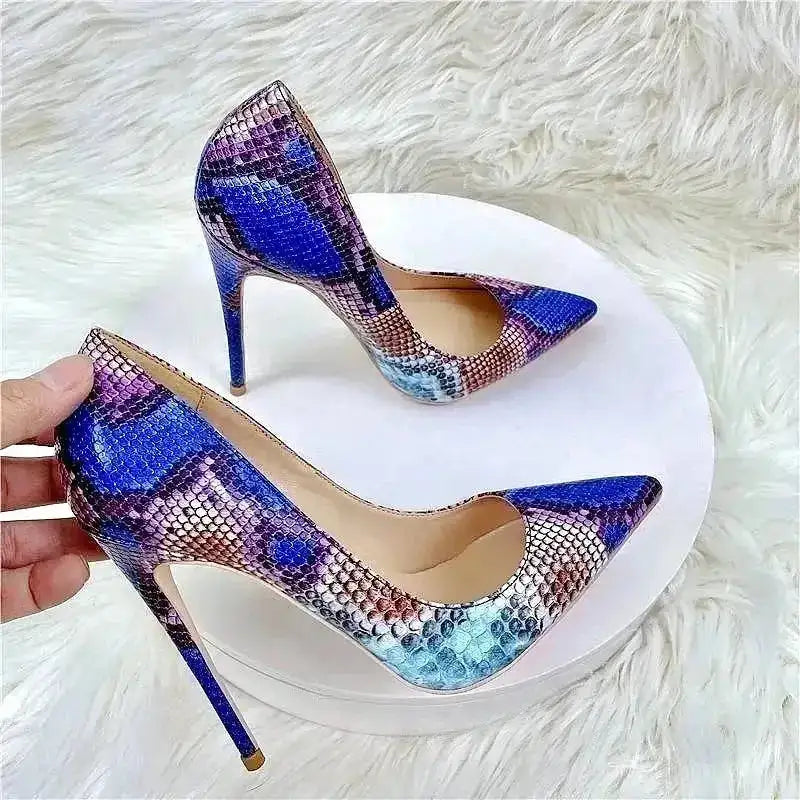 Cobalt Viper Snake Heels - Pumps