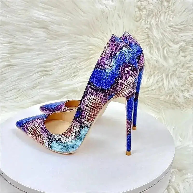 Cobalt Viper Snake Heels - Pumps